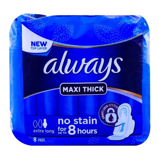 Always Thicks Maxi Night Sanitary pads, Extra long, single pack (8 pads)